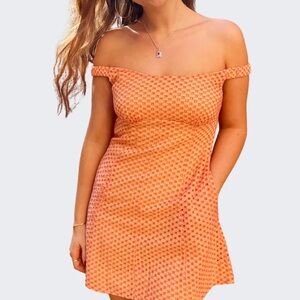 Free People White Peach Combo Berry Kiss Mini Dress